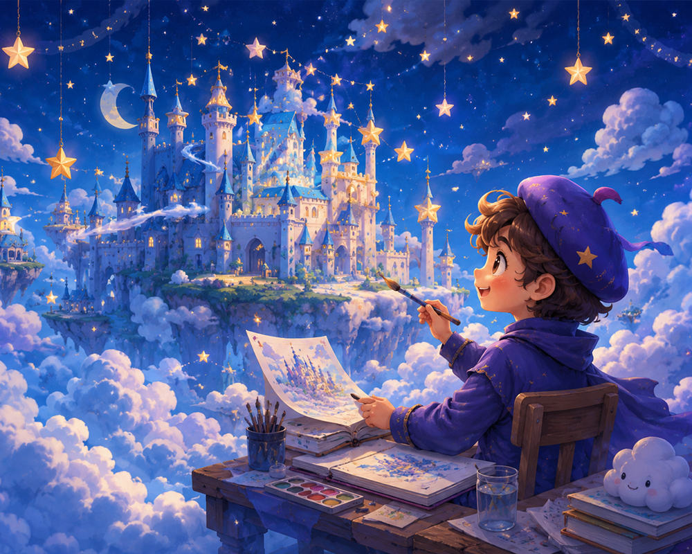 星空下的画家